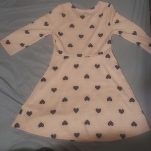 Pink and black heart print dress